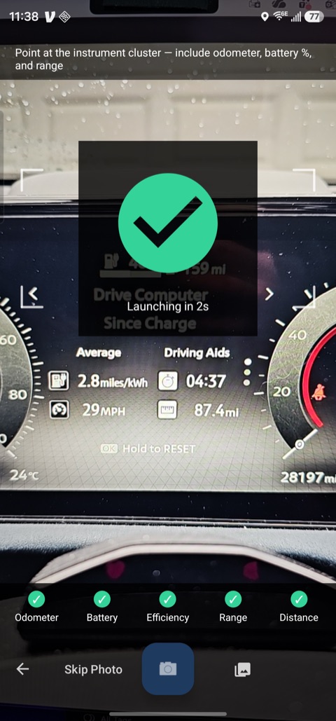 Point your camera at the dashboard